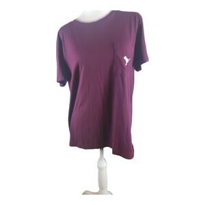 Victoria's Secret Maroon Oversized Medium Pocket T-Shirt Dod Logo on Back